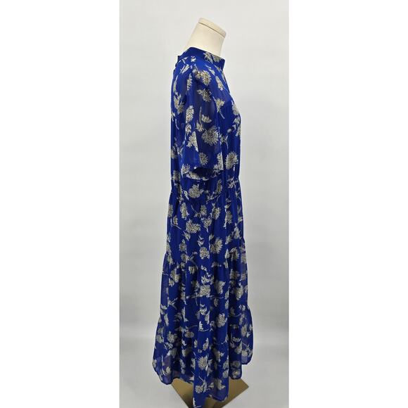 Lulus Floral Dressed Up Royal Blue Floral Print Midi Dress - Picture 2 of 6